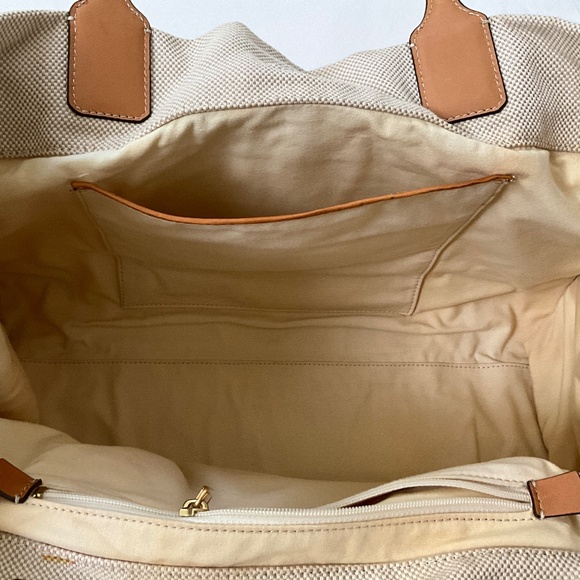 TORY BURCH Canvas & Leather Ella Tote Beige Natural - Picture 11 of 16